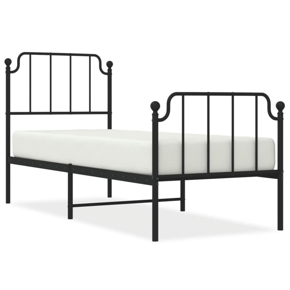 (black) vidaXL Metal Bed Frame Home Bedroom Bed Base Mattress Foundation Bedstead