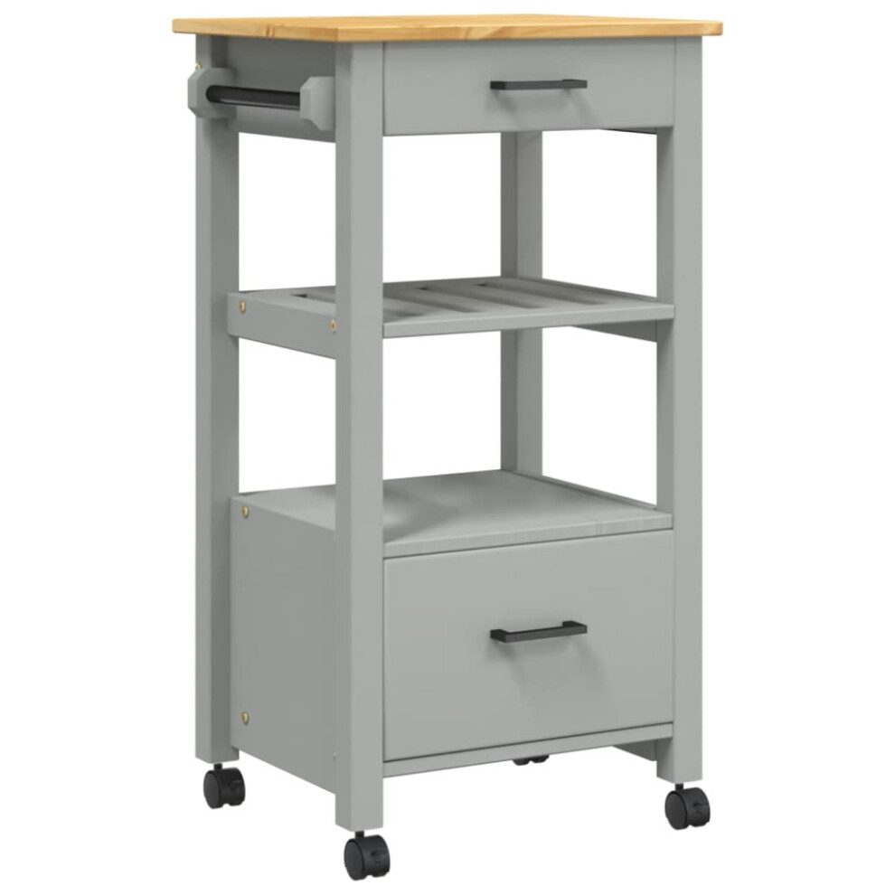 (grey) vidaXL Kitchen Trolley Rolling Cart Storage Cart Trolley MONZA Solid Wood Pine