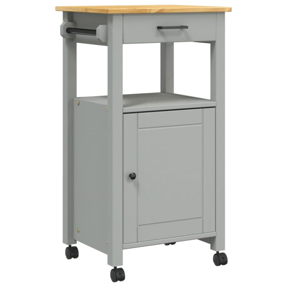 (grey) vidaXL Kitchen Trolley Rolling Cart Storage Cart Trolley MONZA Solid Wood Pine