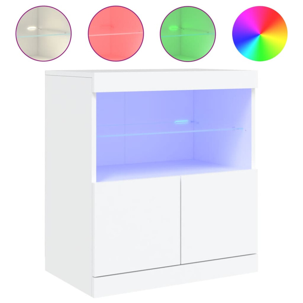 (white) vidaXL Sideboard with LED Lights Cupboard Highboard Storage Buffet Cabinet