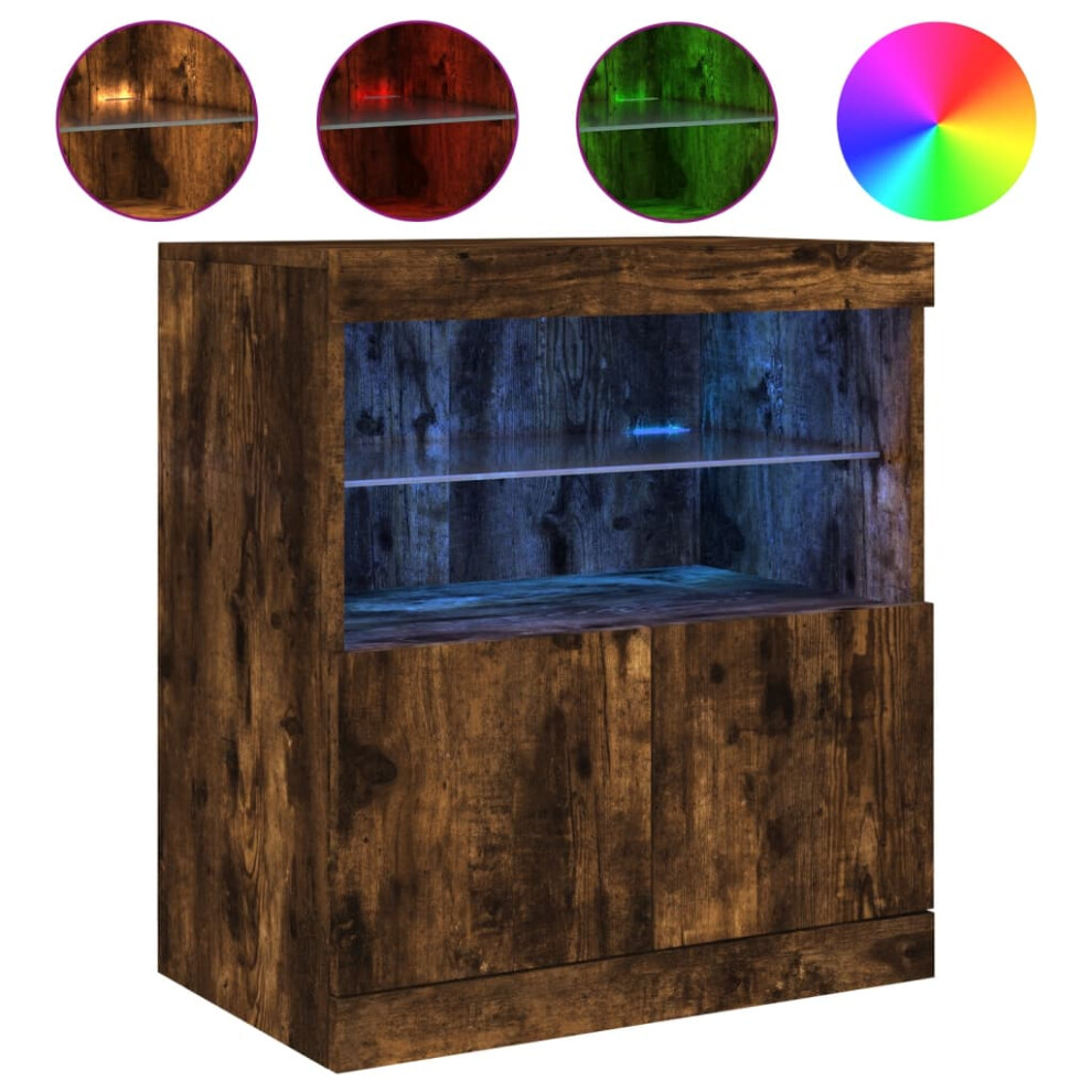 (smoked oak) vidaXL Sideboard with LED Lights Cupboard Highboard Storage Buffet Cabinet