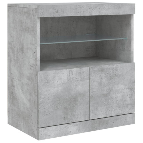 VidaXL (concrete grey) vidaXL Sideboard with LED Lights Cupboard Highboard Storage Buffet Cabinet 2