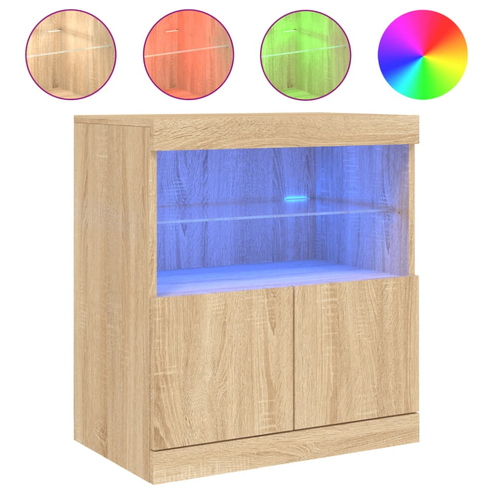 Vidaxl (Sonoma Oak) Sideboard With Led Lights Cupboard Highboard Storage Buffet Cabinet