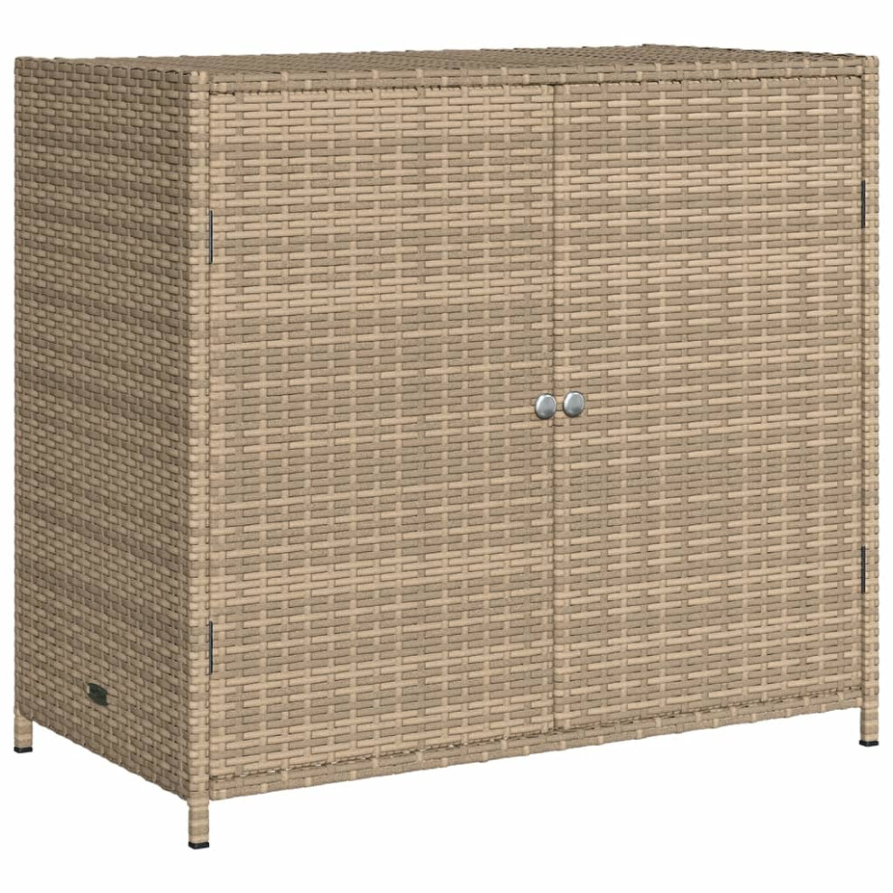 (beige) vidaXL Garden Storage Cabinet Outdoor Tool Storage Box Cupboard Poly Rattan