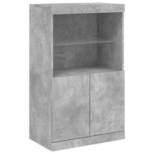 VidaXL (concrete grey) vidaXL Sideboard with LED Lights Cupboard Highboard Storage Buffet Cabinet 2