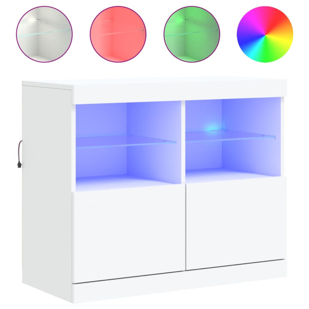 (white) vidaXL Sideboard with LED Lights Cupboard Highboard Storage Buffet Cabinet