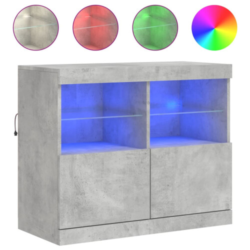 VidaXL (concrete grey) vidaXL Sideboard with LED Lights Cupboard Highboard Storage Buffet Cabinet 1