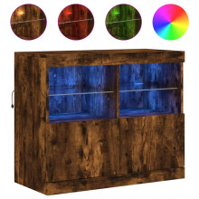 (smoked oak) vidaXL Sideboard with LED Lights Cupboard Highboard Storage Buffet Cabinet