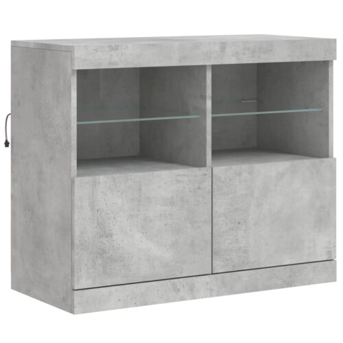VidaXL (concrete grey) vidaXL Sideboard with LED Lights Cupboard Highboard Storage Buffet Cabinet 2