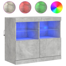 (concrete grey) vidaXL Sideboard with LED Lights Cupboard Highboard Storage Buffet Cabinet