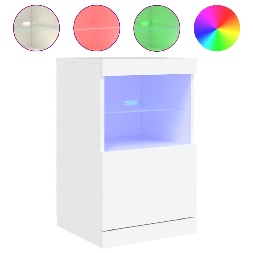 (white) vidaXL Sideboard with LED Lights Cupboard Highboard Storage Buffet Cabinet