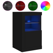 (black) vidaXL Sideboard with LED Lights Cupboard Highboard Storage Buffet Cabinet