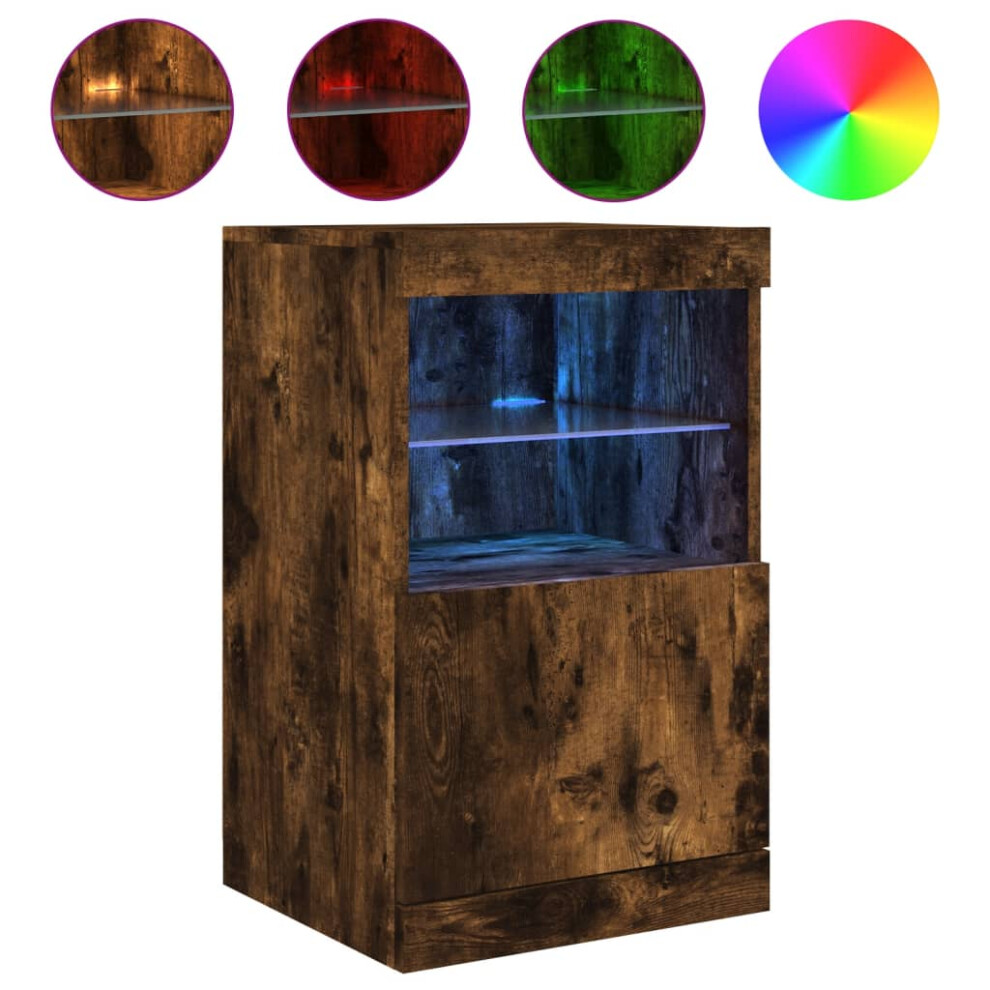 VIDAXL Sideboard - Engineered Wood - LED Lights - 41x37x67 cm - Brown - Image 3