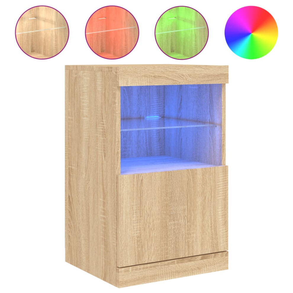 Vidaxl (Sonoma Oak) Sideboard With Led Lights Cupboard Highboard Storage Buffet Cabinet