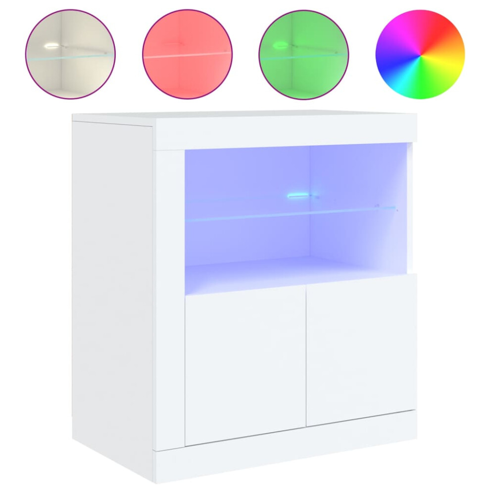 (white) vidaXL Sideboard with LED Lights Cupboard Highboard Storage Buffet Cabinet