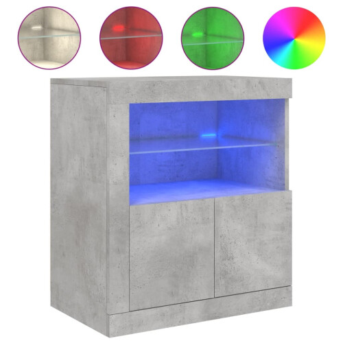 VidaXL (concrete grey) vidaXL Sideboard with LED Lights Cupboard Highboard Storage Buffet Cabinet 1