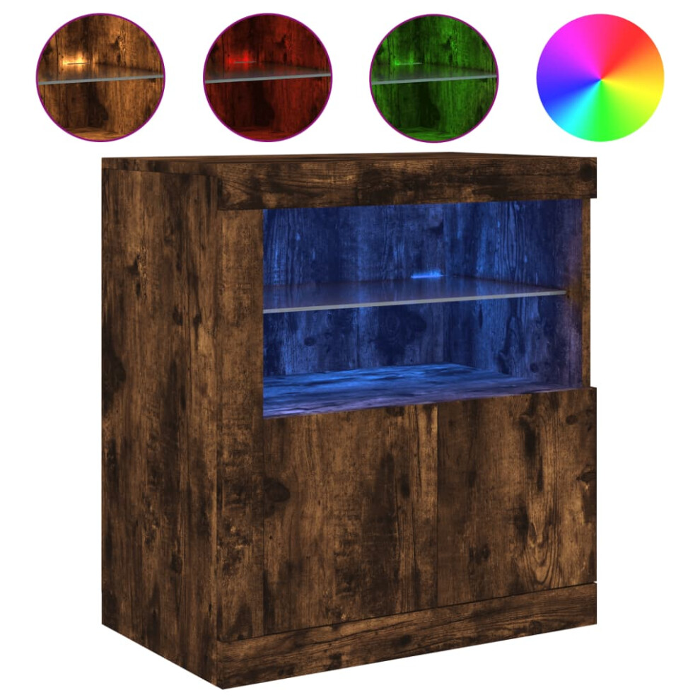 (smoked oak) vidaXL Sideboard with LED Lights Cupboard Highboard Storage Buffet Cabinet