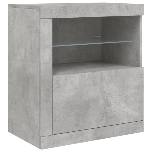 VidaXL (concrete grey) vidaXL Sideboard with LED Lights Cupboard Highboard Storage Buffet Cabinet 2