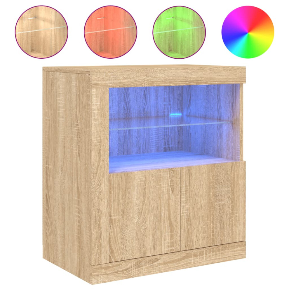 Vidaxl (Sonoma Oak) Sideboard With Led Lights Cupboard Highboard Storage Buffet Cabinet