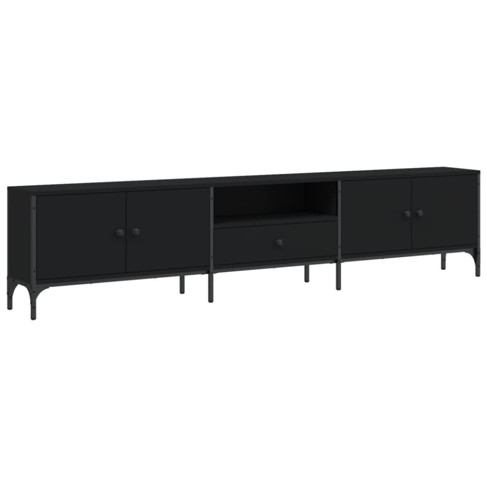 (black) vidaXL TV Cabinet with Drawer TV Unit Media Cabinet TV Stand Engineered Wood