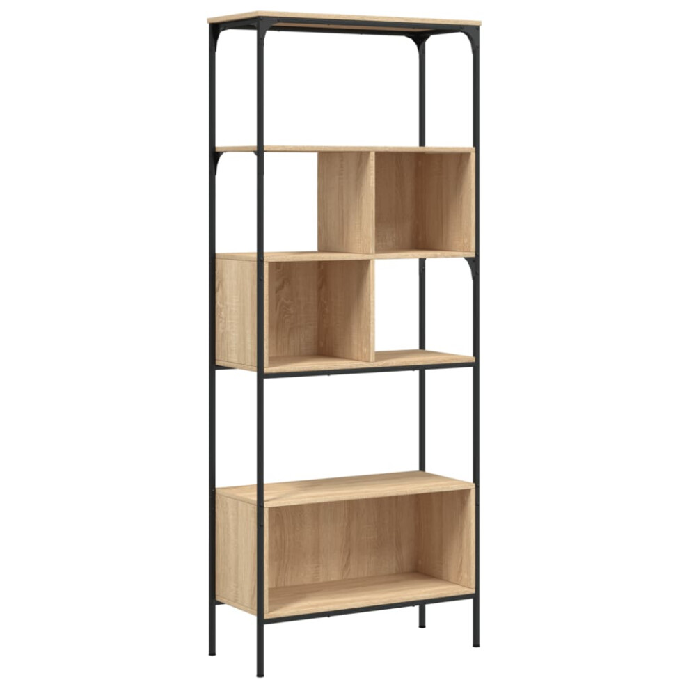 (sonoma oak) vidaXL Bookcase 5-Tier Bookshelf Storage Rack Side Cabinet Engineered Wood