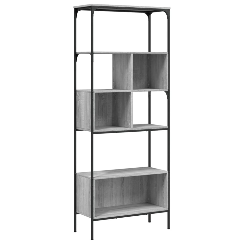 (grey sonoma) vidaXL Bookcase 5-Tier Bookshelf Storage Rack Side Cabinet Engineered Wood