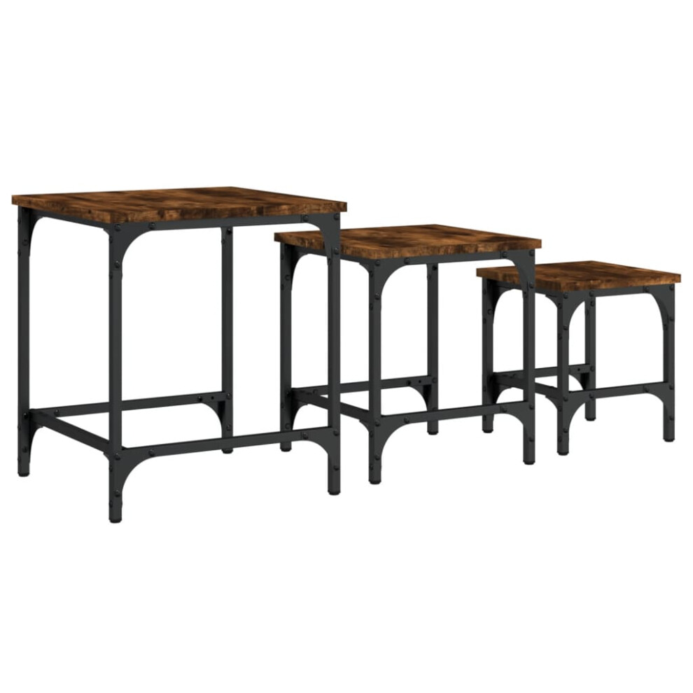 Vidaxl (Smoked Oak) Nesting Coffee Tables Nesting Table Side Table 3 Pcs Engineered Wood