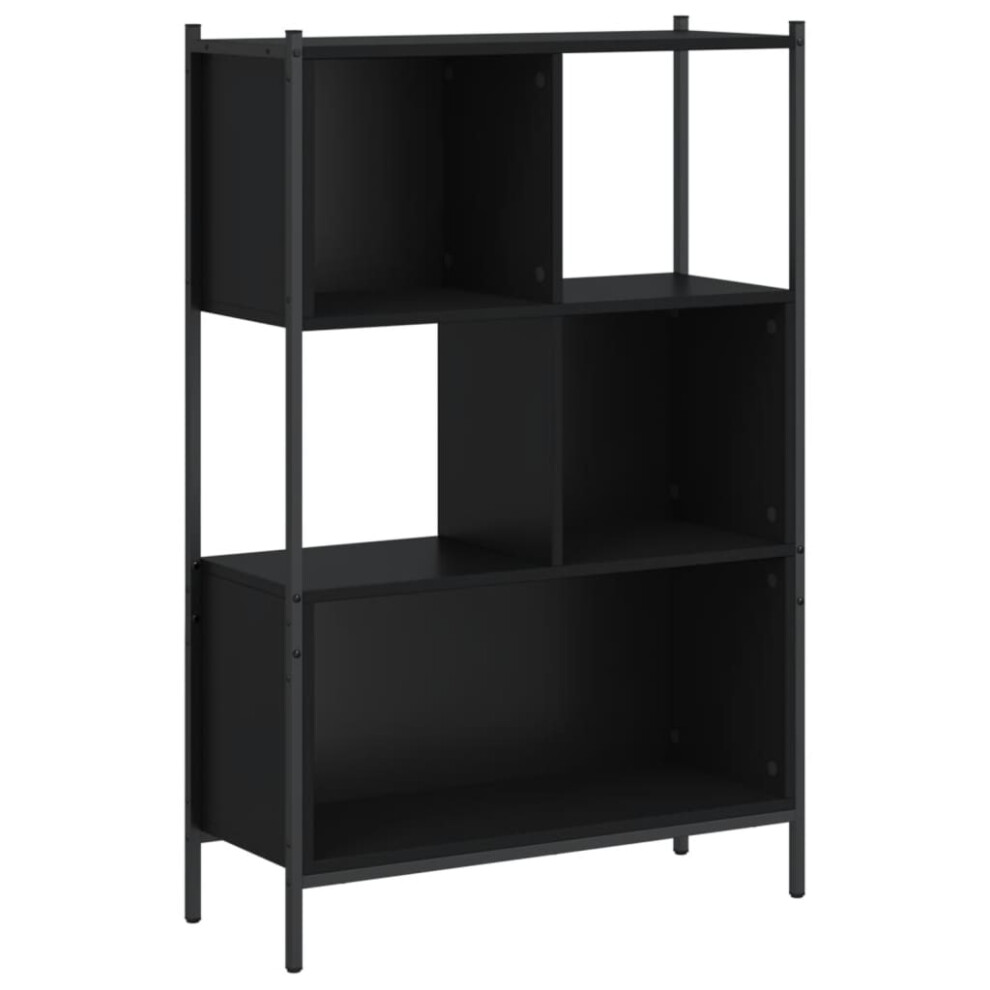 (black) vidaXL Bookcase Bookshelf Storage Cabinet Shelving Unit Rack Engineered Wood