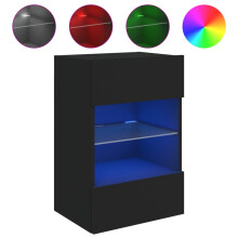 (black, 40 x 30 x 60.5 cm/ 1 pcs) vidaXL TV Wall Cabinets with LED Lights TV Wall Unit Storage Floating TV Unit