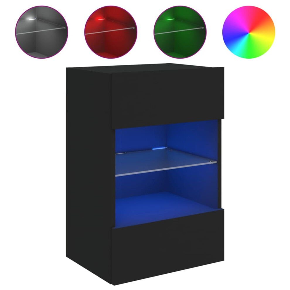 Photos - Mount/Stand VidaXL   TV Wall Cabinets with LED Lights TV Wall Unit Storage Floating TV Unit (black, 40 x 30 x 60.5 cm/ 1 pcs)