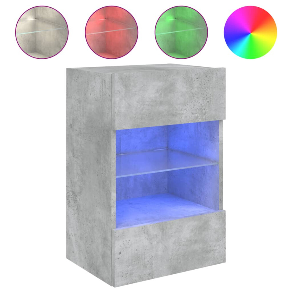 Vidaxl (Concrete Grey, 40 X 30 X 60.5 Cm/ 1 Pcs) Tv Wall Cabinets With Led Lights Tv Wall Unit Storage Floating Tv Unit
