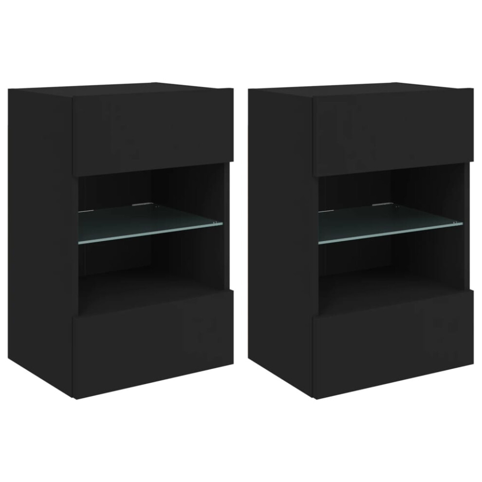 (black, 40 x 30 x 60.5 cm/ 2 pcs) vidaXL TV Wall Cabinets with LED Lights TV Wall Unit Storage Floating TV Unit