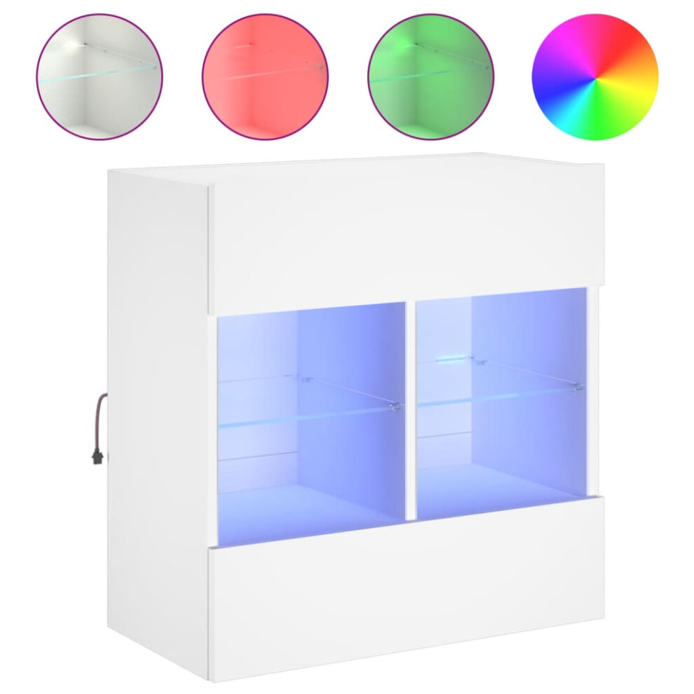Vidaxl (White, 58.5 X 30 X 60.5 Cm/ 1 Pcs) Tv Wall Cabinets With Led Lights Tv Wall Unit Storage Floating Tv Unit