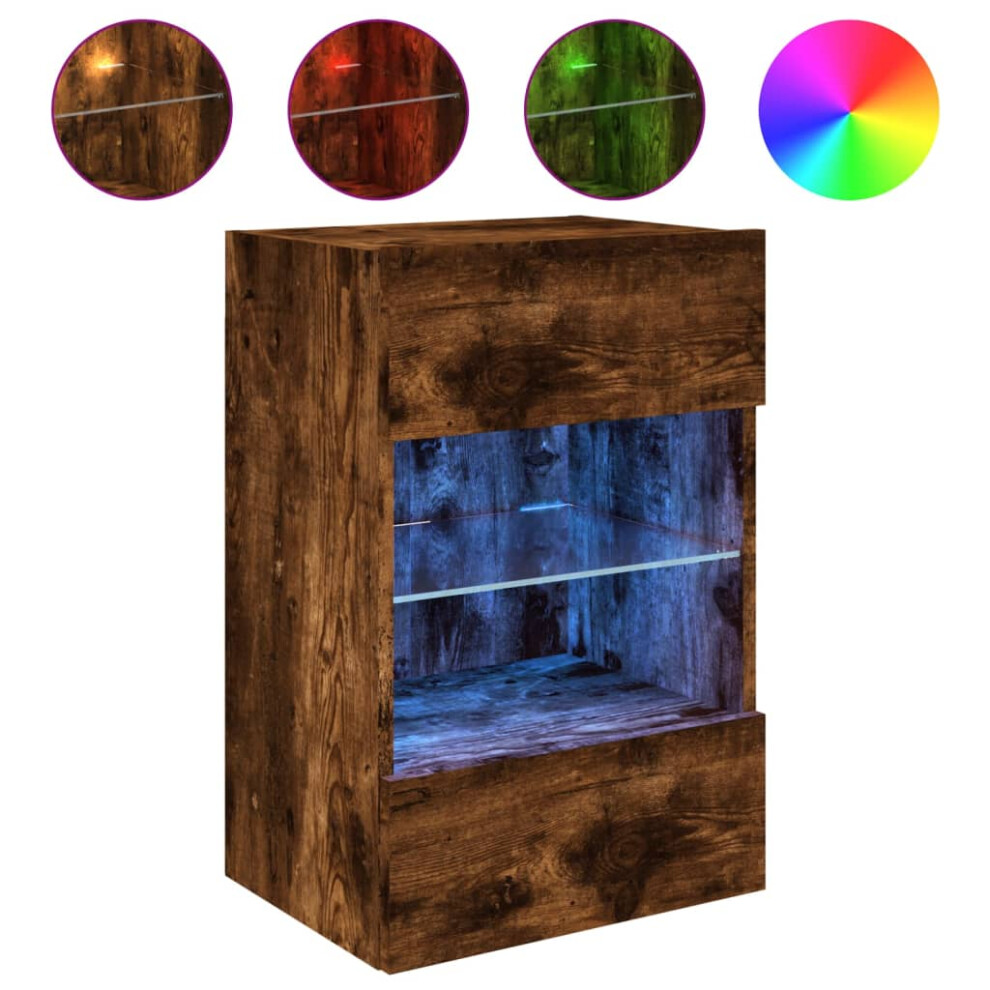 Vidaxl (Smoked Oak, 40 X 30 X 60.5 Cm/ 1 Pcs) Tv Wall Cabinets With Led Lights Tv Wall Unit Storage Floating Tv Unit