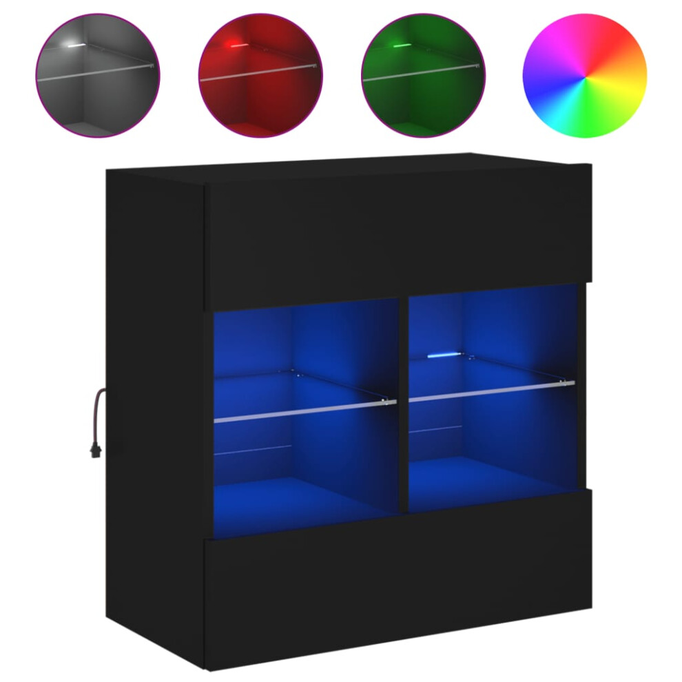 Vidaxl (Black, 58.5 X 30 X 60.5 Cm/ 1 Pcs) Tv Wall Cabinets With Led Lights Tv Wall Unit Storage Floating Tv Unit