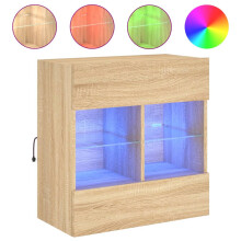 (sonoma oak, 58.5 x 30 x 60.5 cm/ 1 pcs) vidaXL TV Wall Cabinets with LED Lights TV Wall Unit Storage Floating TV Unit