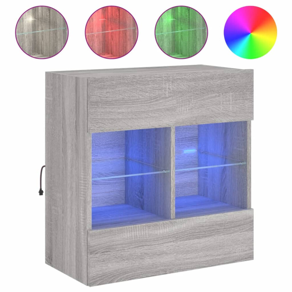 Vidaxl (Grey Sonoma, 58.5 X 30 X 60.5 Cm/ 1 Pcs) Tv Wall Cabinets With Led Lights Tv Wall Unit Storage Floating Tv Unit