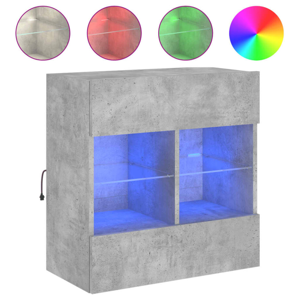 Vidaxl (Concrete Grey, 58.5 X 30 X 60.5 Cm/ 1 Pcs) Tv Wall Cabinets With Led Lights Tv Wall Unit Storage Floating Tv Unit