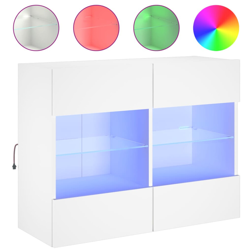 Vidaxl (White, 78.5 X 30 X 60.5 Cm/ 1 Pcs) Tv Wall Cabinets With Led Lights Tv Wall Unit Storage Floating Tv Unit