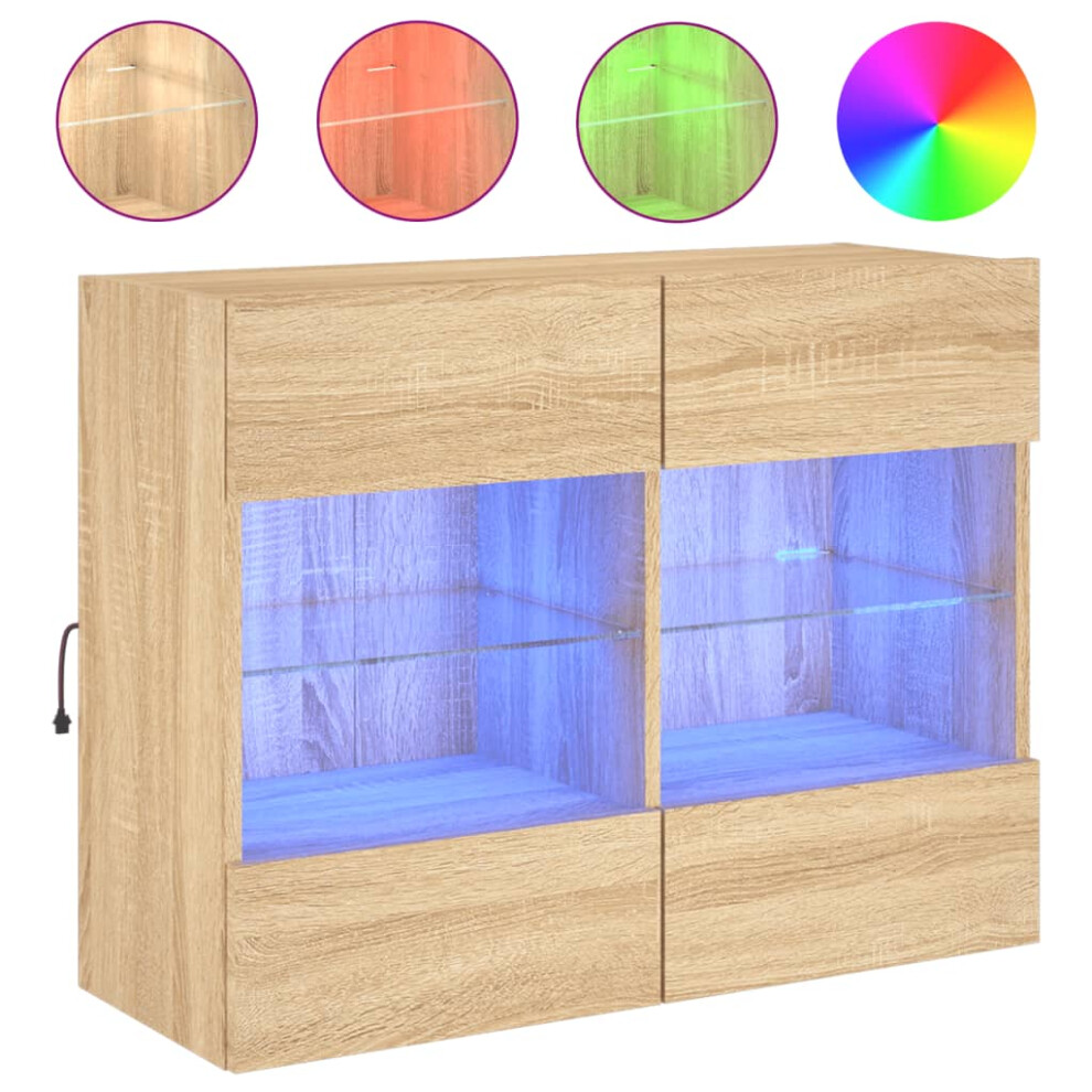 Vidaxl (Sonoma Oak, 78.5 X 30 X 60.5 Cm/ 1 Pcs) Tv Wall Cabinets With Led Lights Tv Wall Unit Storage Floating Tv Unit