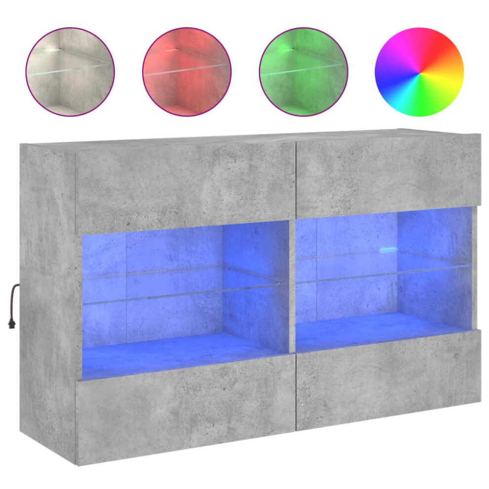Vidaxl (Concrete 98.5 X 30 X 60.5 Cm/ 1 Pcs) Tv Wall Cabinets With Led Lights Tv Wall Unit Storage Floating Tv Unit Grey