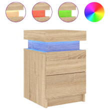 (sonoma oak, 1 pcs) vidaXL Bedside Cabinets with LED Lights Nightstand Bed Cabinet Side Table