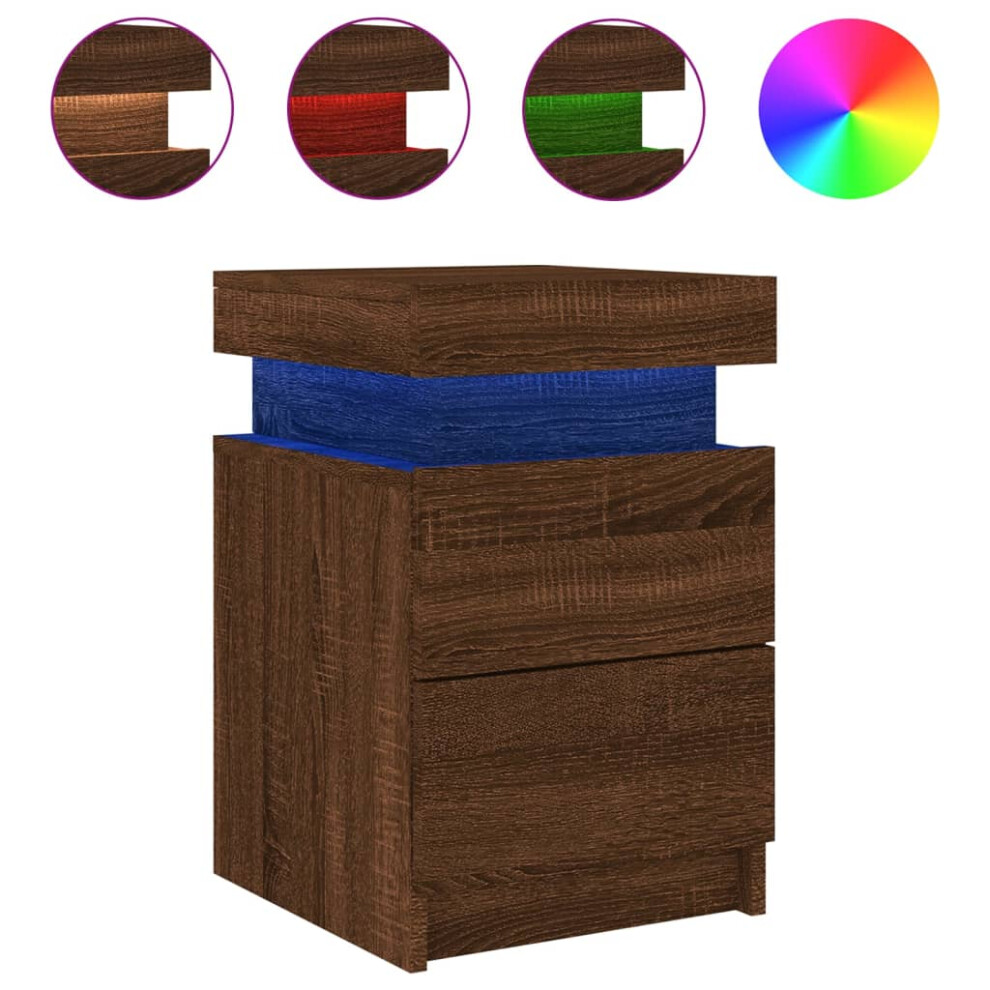 (brown oak, 1 pcs) vidaXL Bedside Cabinets with LED Lights Nightstand Bed Cabinet Side Table