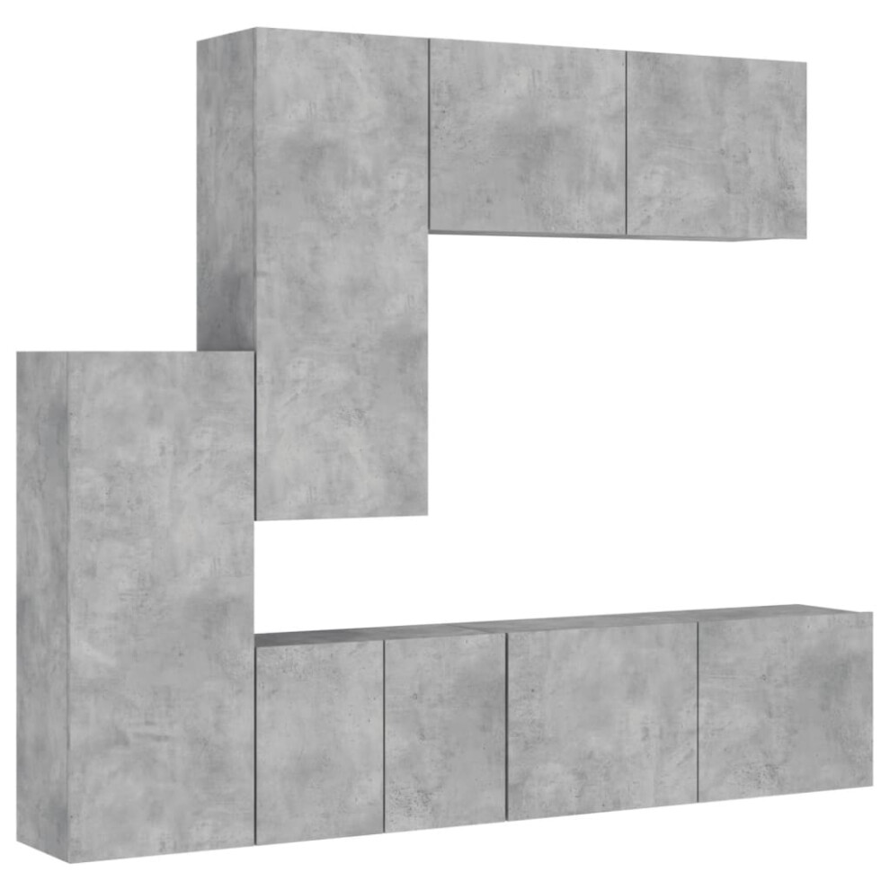 (concrete grey) vidaXL TV Wall Units 5 Piece Floating TV Wall Unit TV Stand Engineered Wood