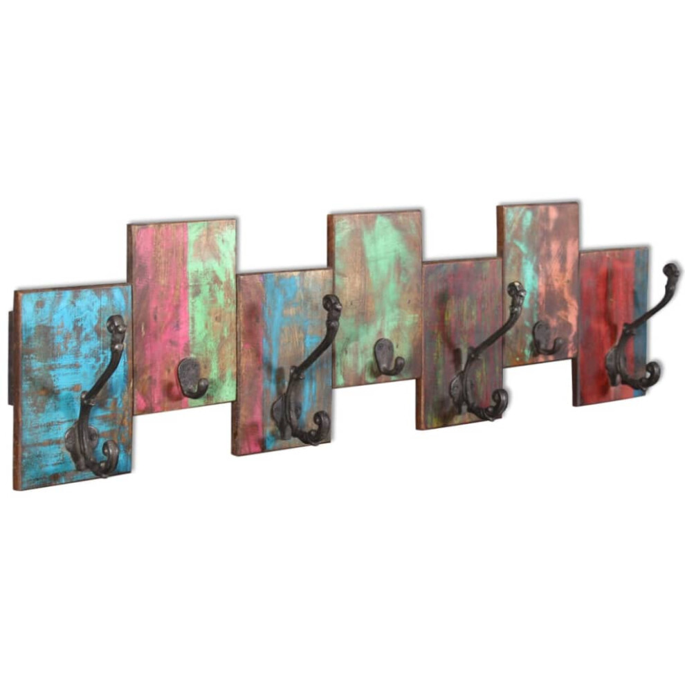 Vidaxl Coat Hat Clothes Rack With 7 Hooks Wall Hanger Solid Reclaimed Wood