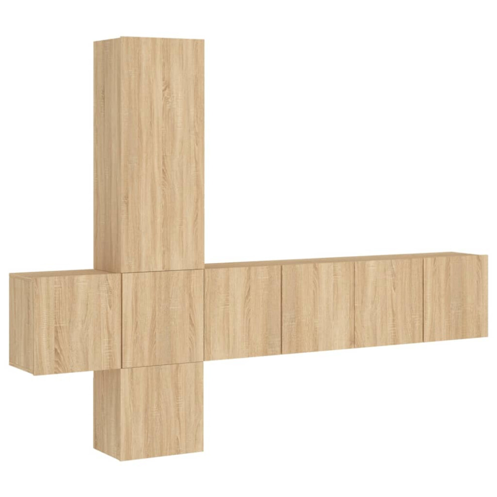 Vidaxl (Sonoma Oak) Tv Wall Units 5 Piece Floating Tv Wall Unit Tv Stand Engineered Wood