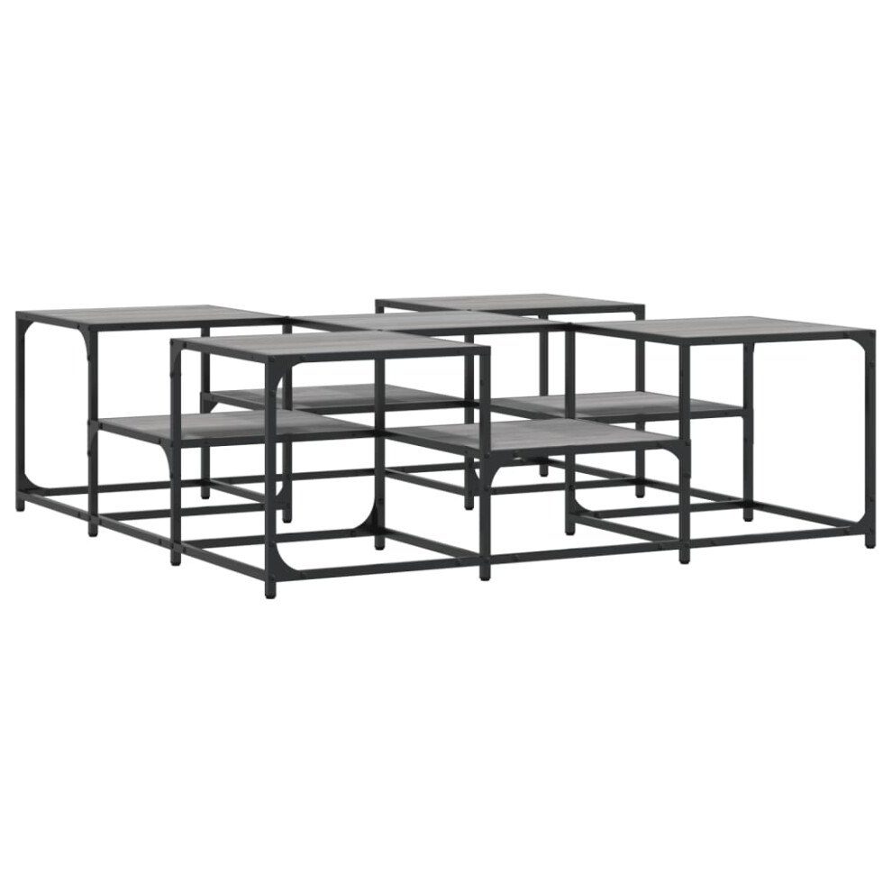 vidaXL - Coffee Table - Engineered Wood - Grey - 121x121x40 cm - Image 2