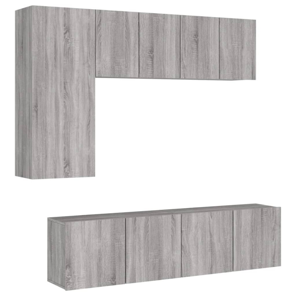 (grey sonoma) vidaXL TV Wall Units 5 Piece Floating TV Wall Unit TV Stand Engineered Wood