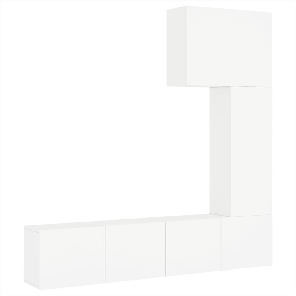 (white) vidaXL TV Wall Units 5 Piece Floating TV Wall Unit TV Stand Engineered Wood