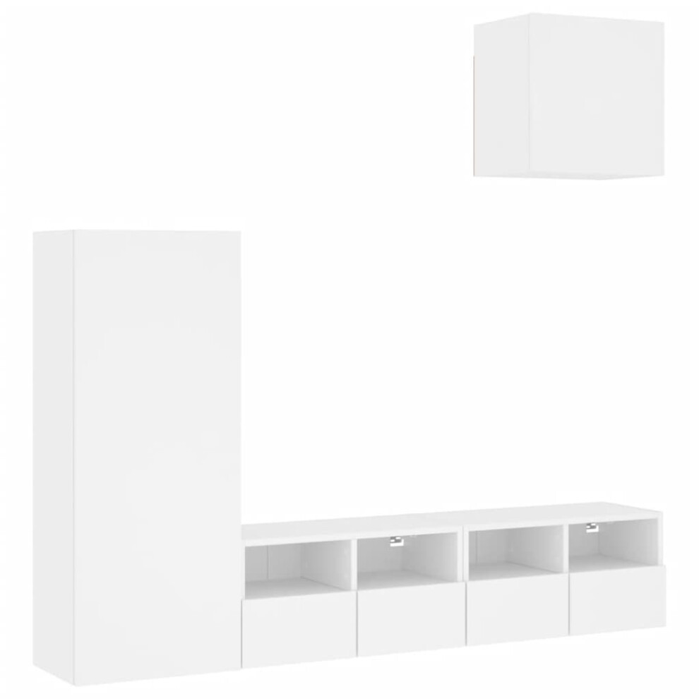 Vidaxl (White) Tv Wall Units 4 Piece Floating Tv Wall Unit Tv Stand Engineered Wood